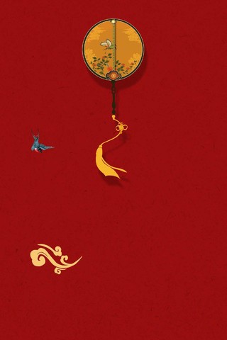 中国风春意暖团扇燕子立春二十四节气春天红色海报背景